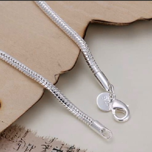Sterling Silver Charm Bracelet Snake Chain - Picture 3 of 5